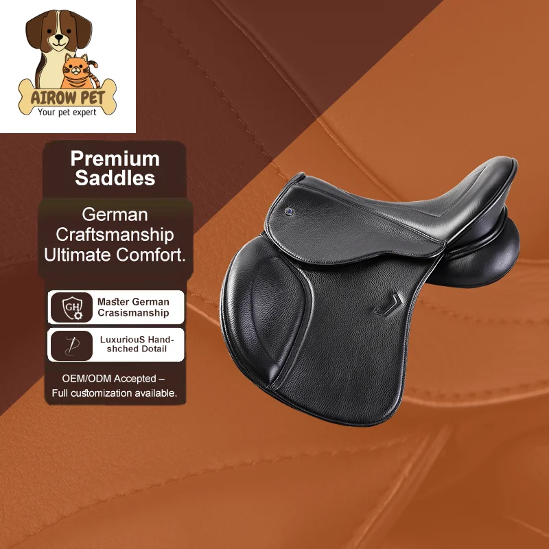 

Junior Rider Comfort Horse Saddle English Leather Plastic Tree Lightweight Deep Seat Secure Fit Training Riding