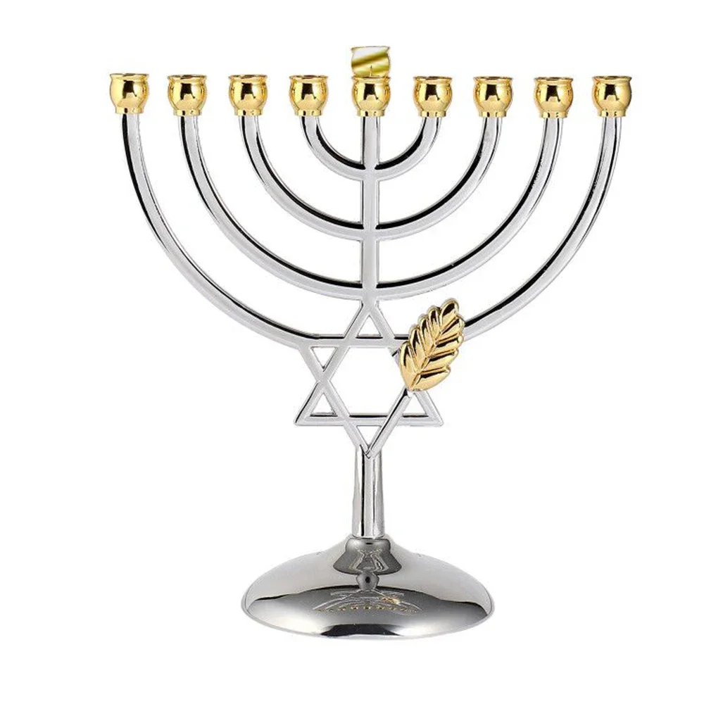 

BRTAGG Hanukkah Menorah Upgrade Cups with Built-in Pins, Star of David Candle Holders 9 Branches, Silverplated, Jewish Gifts