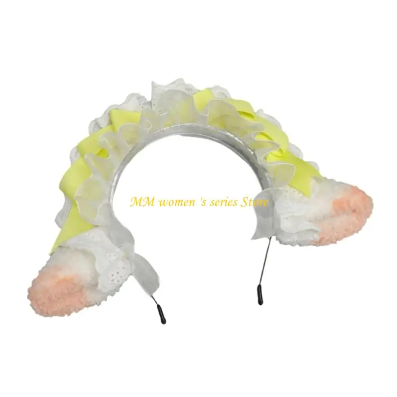 Q39C زينة شعر أذن الحيوان القطيفة للنساء إكسسوارات الموضة