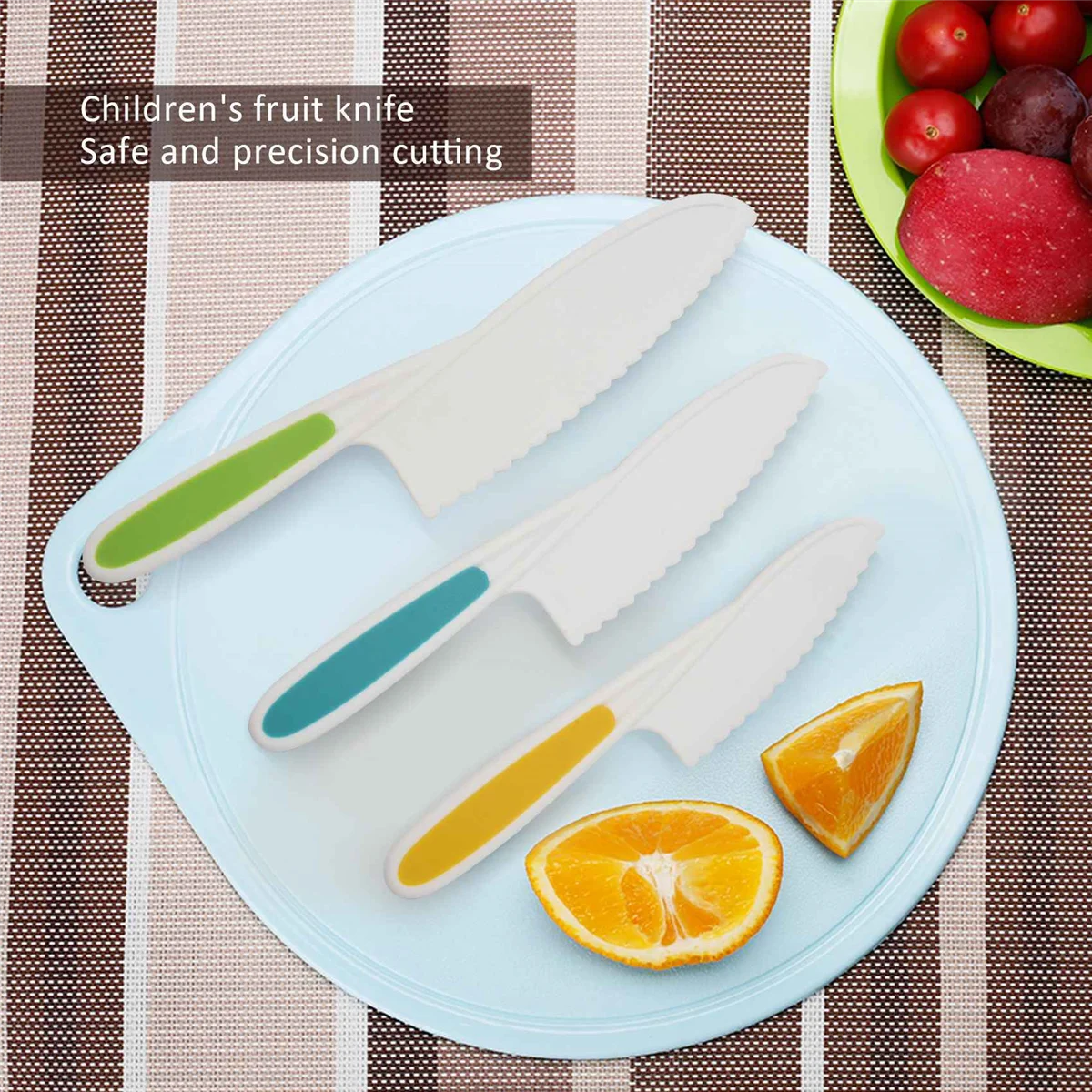 IINBD-Knives for Kids 3-Piece Nylon Kitchen Baking Knife Set,Serrated Edges