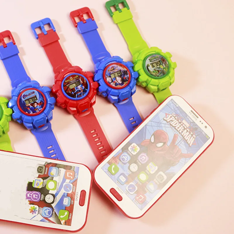 Disney Anime Mickey Mouse Projection Watch Kawaii Minnie Frozen Mobile Phone Model Cartoon Elsa Electronic Watch Toy Gift