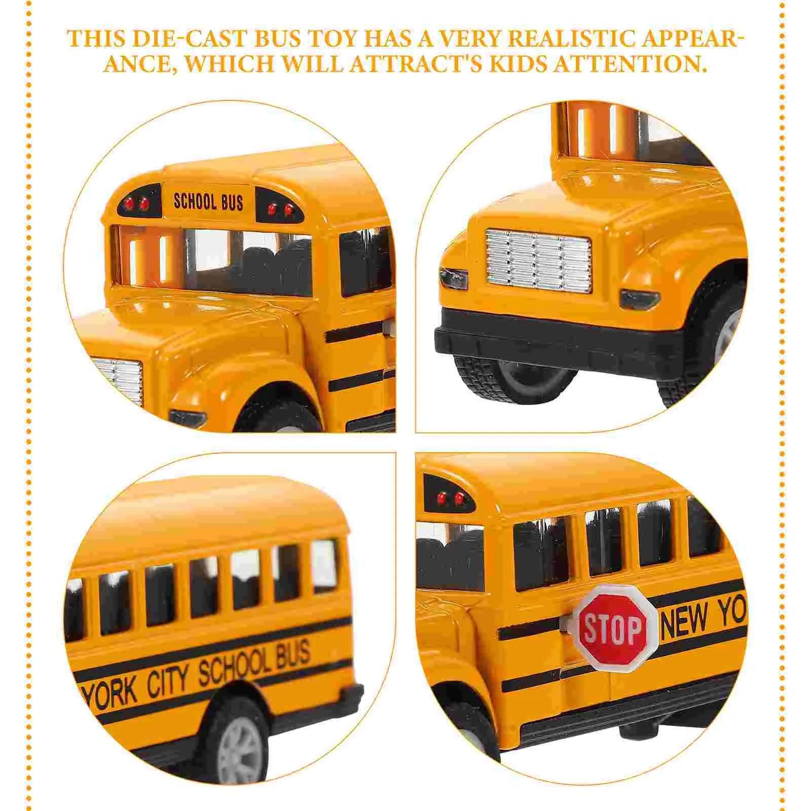 

School Bus Model Toddler Toys for Boys Die Cast Pull Back Car Yellow Alloy Toddlers