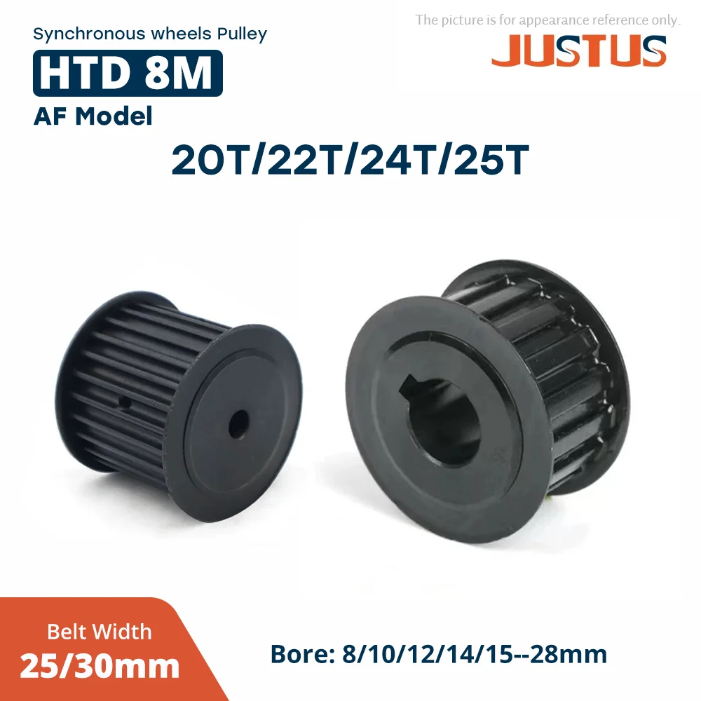 HTD 8M 20T 22T 24T 25T Steel Timing Pulley 8M Drive Synchronous Wheel for Belt Width 25mm 30mm Bore 8/10/12/14/15-28mm