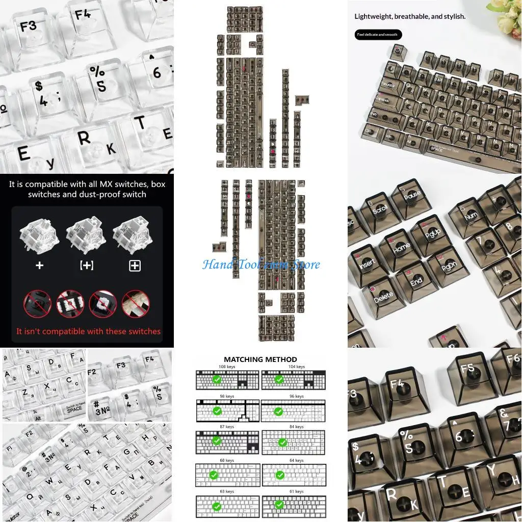 

H37F Customs Russian Crystal Transparents Font Backlit Keycap Original Height, Complete Set for Mechanical Keyboards Enthusiasts