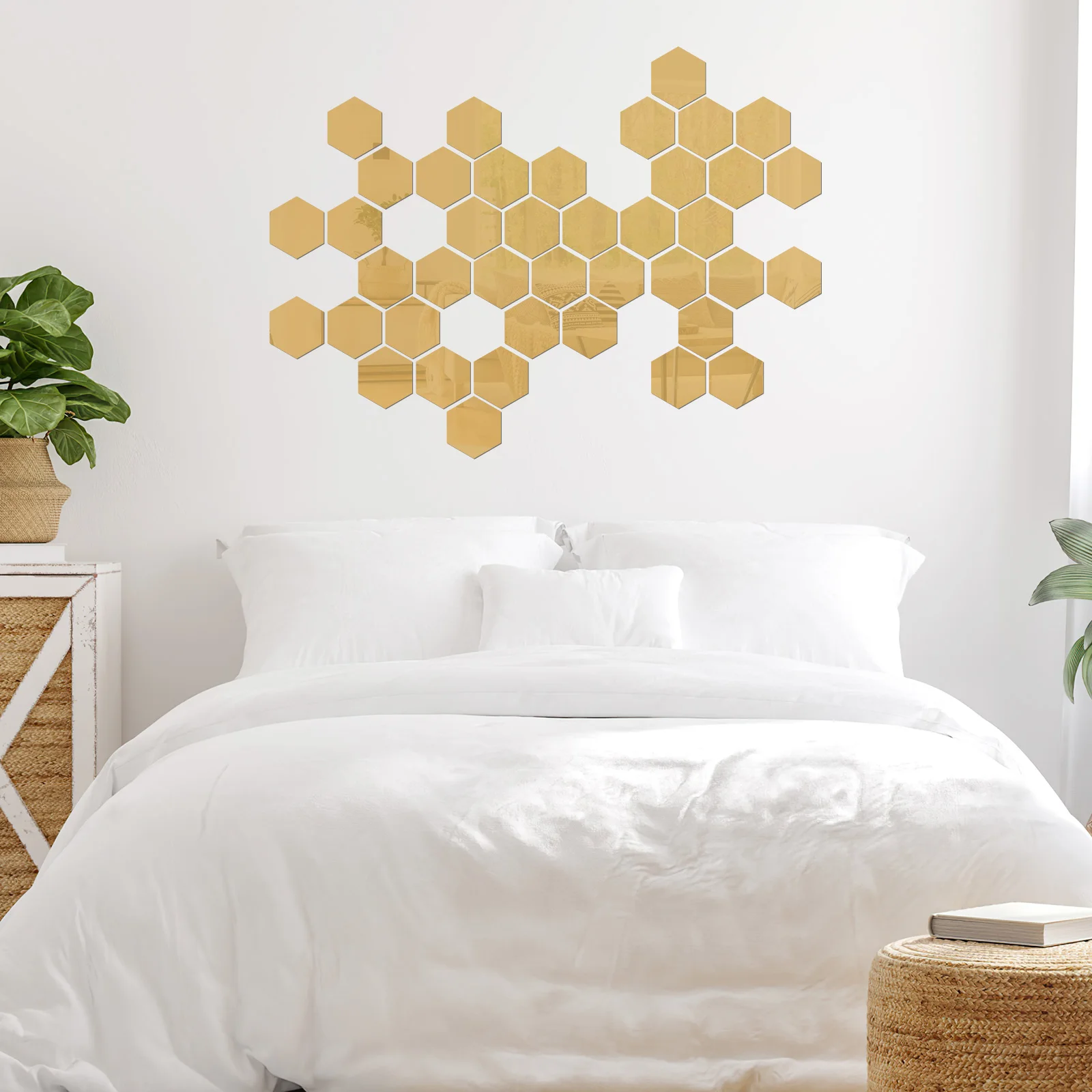

36 Pcs Acrylic Wall Sticker Mirror for Decor Hexagon Tiles Sticky Stickers Decals Man