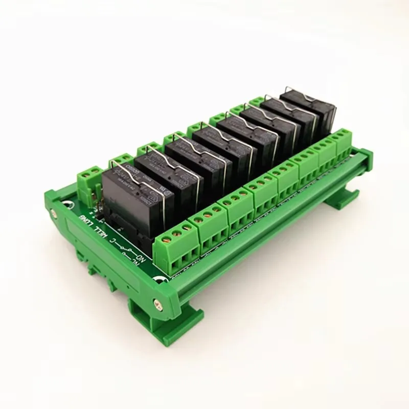 DIN Rail Mount 8 Channel SPDT 16A Power Relay Interface Module,G5RL-1-E 24VDC Relay.