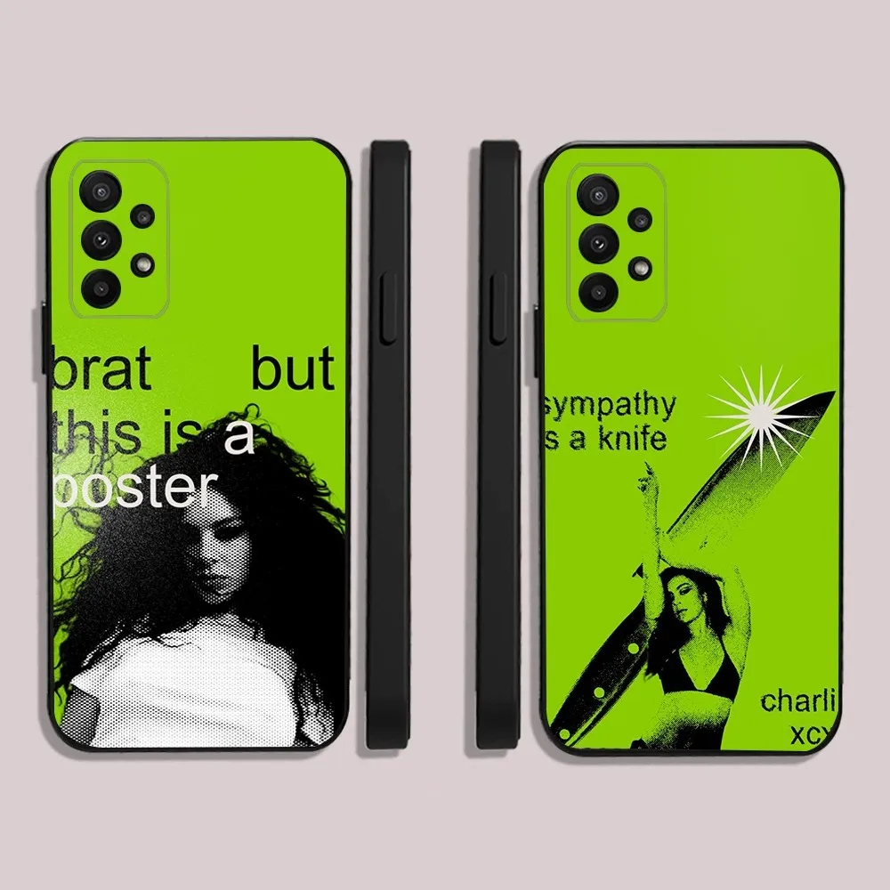 Singer C-Charli XCX BRAT Phone Case For Samsung S24,23,22,30,21,10,9,Ultra,Plus,Lite,FE,5G Black Soft Case