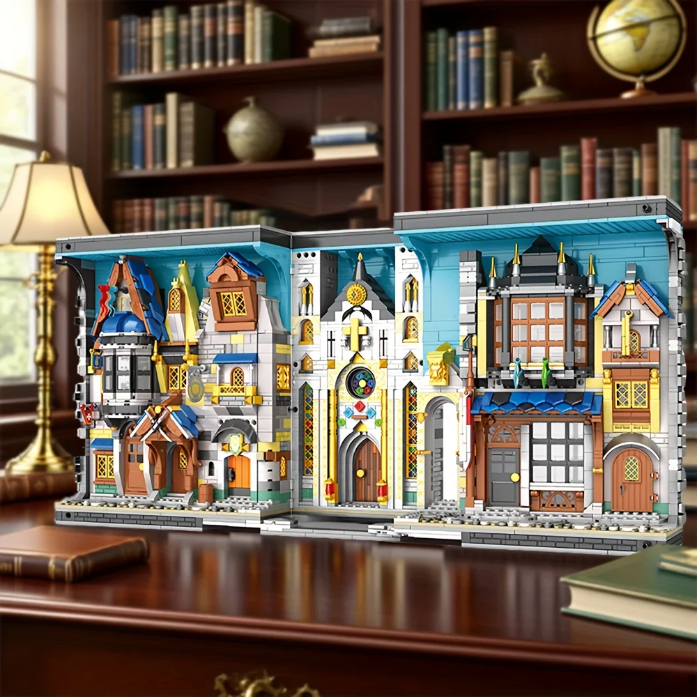Creative Europe Book Of Market Stand Assembly Building Block Model Collectible Home Decoration Christmas Gift 3260pcs