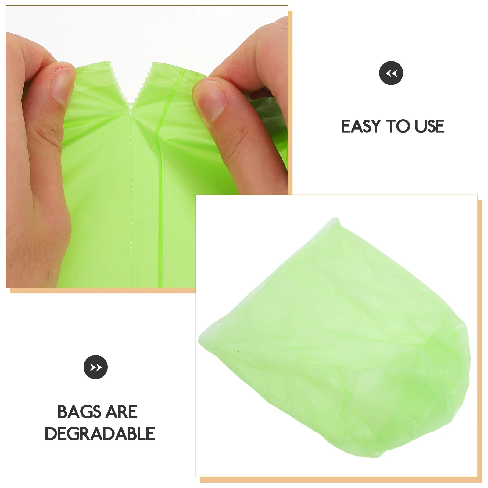 2 Rolls Garbage Biodegradable Bags Trash Cans Pouch Light Green Corn Starch Yard Waste Office Bin