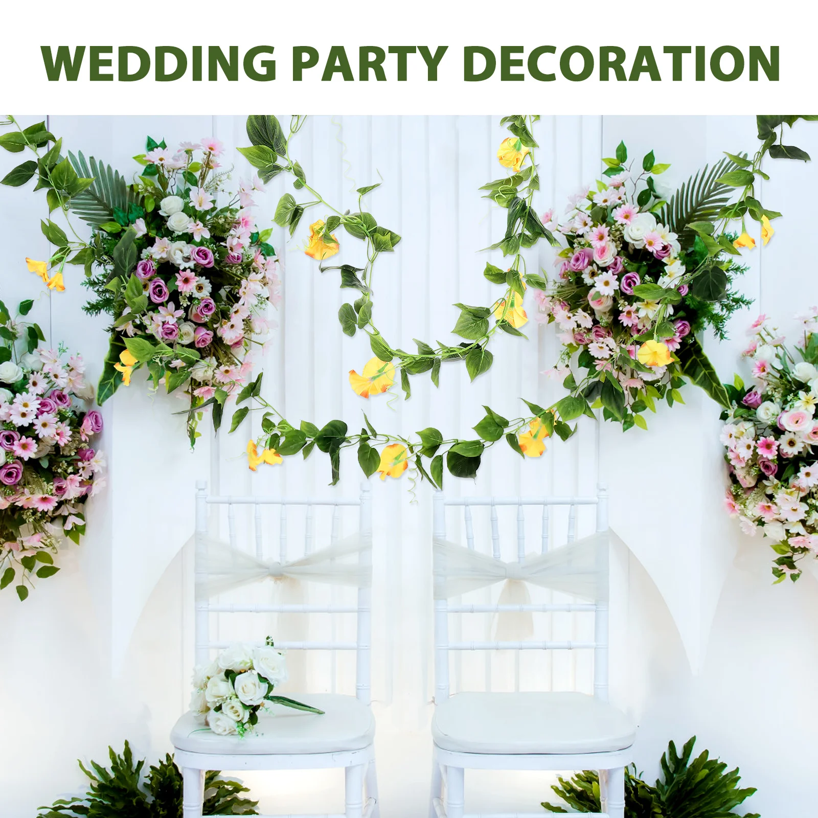 

Artificial Flower Garland 3M Faux Vines for Wedding Garden Decor Realistic Texture Easy to Clean Hanging Flowers for Backdrop
