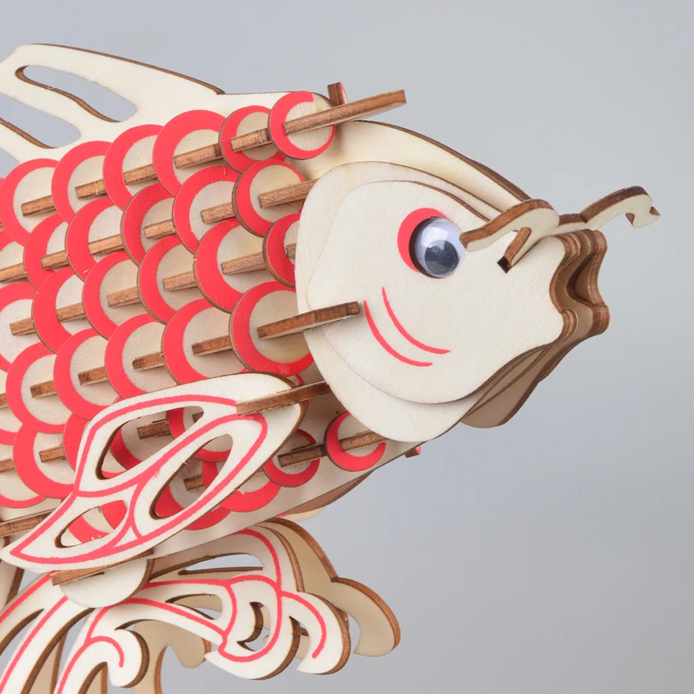 Puzzle carpe 3D en bois, jouets éducatifs, bricolage pour enfants, tridimensionnels