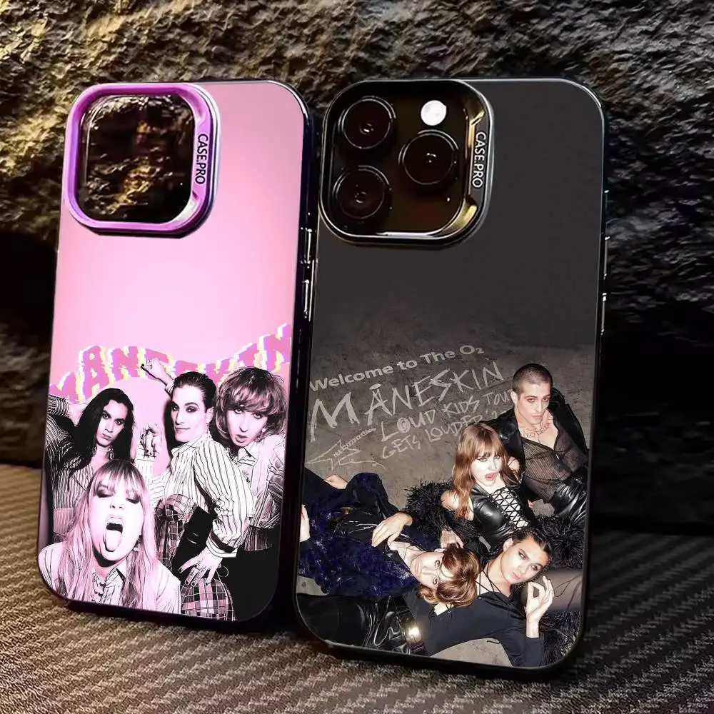 

Band M-Maneskin Phone Case For iPhone 17,16,15,14,13,12,11 Plus,Pro Max,Colored Silver Phone Case