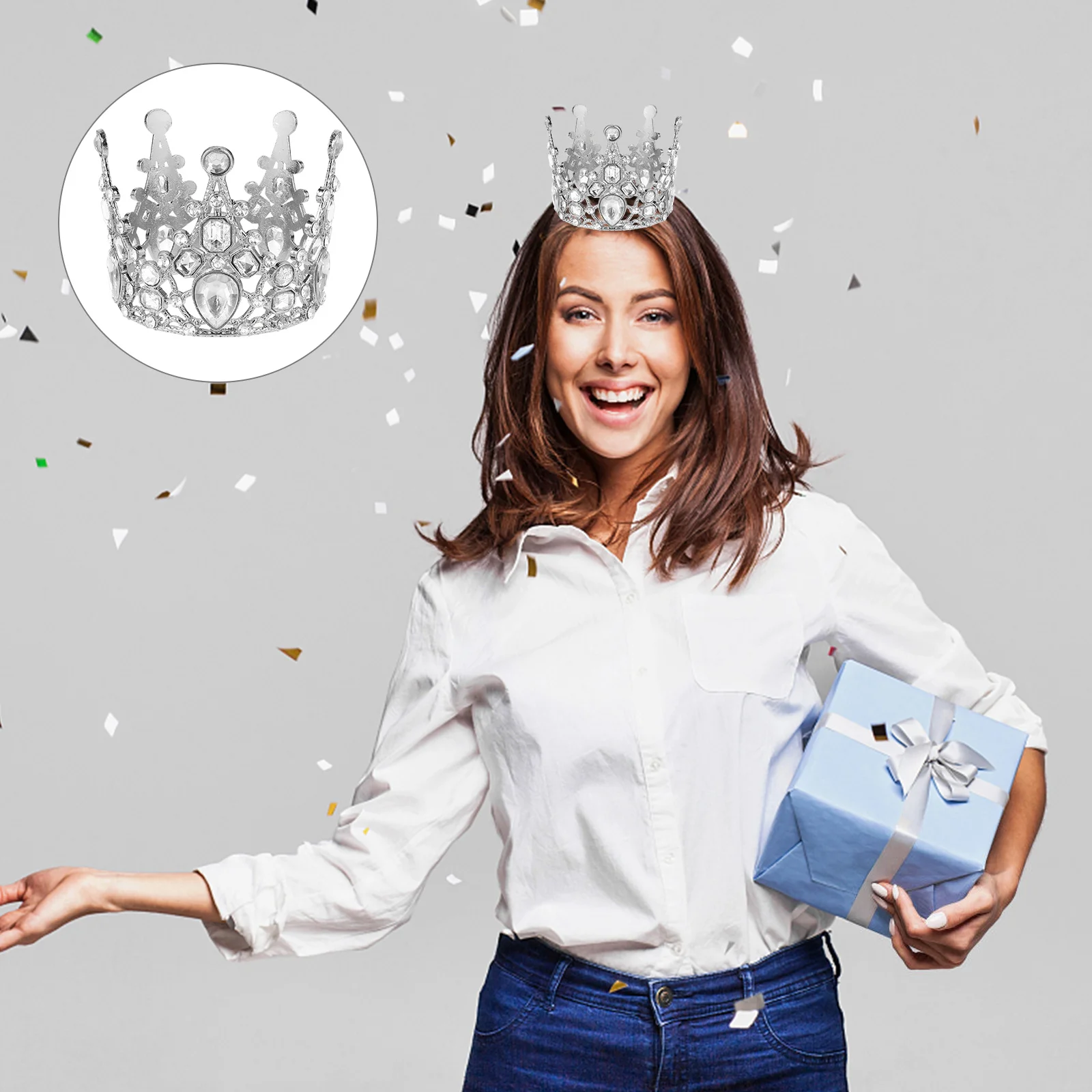 

2Pcs Birthday Crown Cake Topper Small Crown Decoration Perfect Size for Cake Cupcake Fruit Dessert Party Wedding Shower