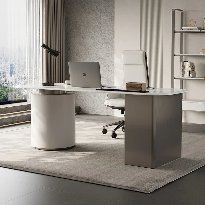 Designer Italian Office Desks High-end Stainless Steel Writing Computer Office Desks Modern Minimalist Furniture Bureau JT50O