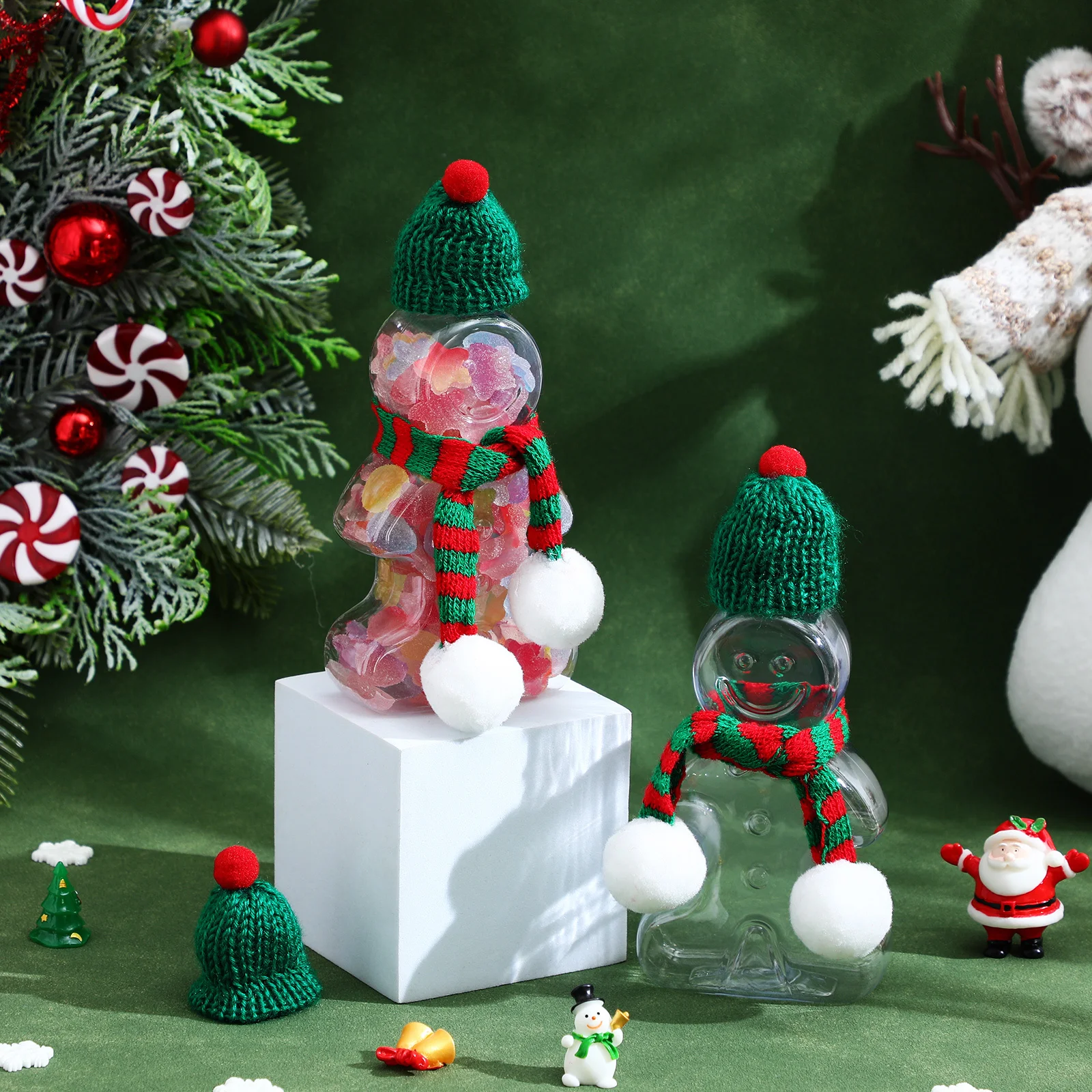 

1 Set Christmas Gingerbread Juice Bottle Portable Leak-Proof Beverage Container For Smoothies Milk Iced Tea Reusable Plastic