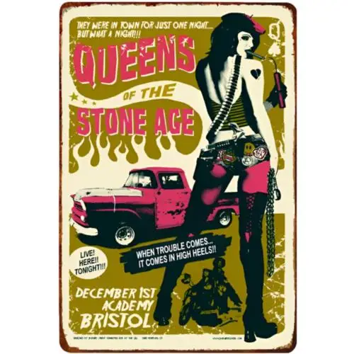 1 pcs,Queens Of The Stone Age Metal Sign  Retro Wall Decor Academy Bristol UK