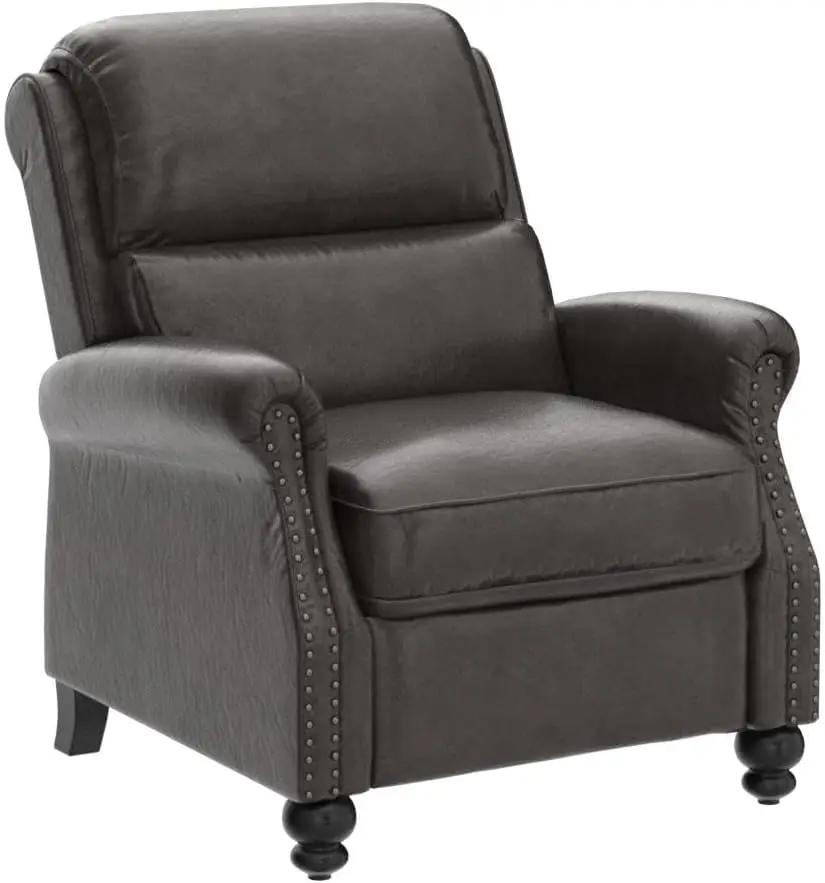 Recliner Chair Faux Leather Armchair Push Back Recliner with Rivet Decoration Single Sofa Accent Chair for Living Room