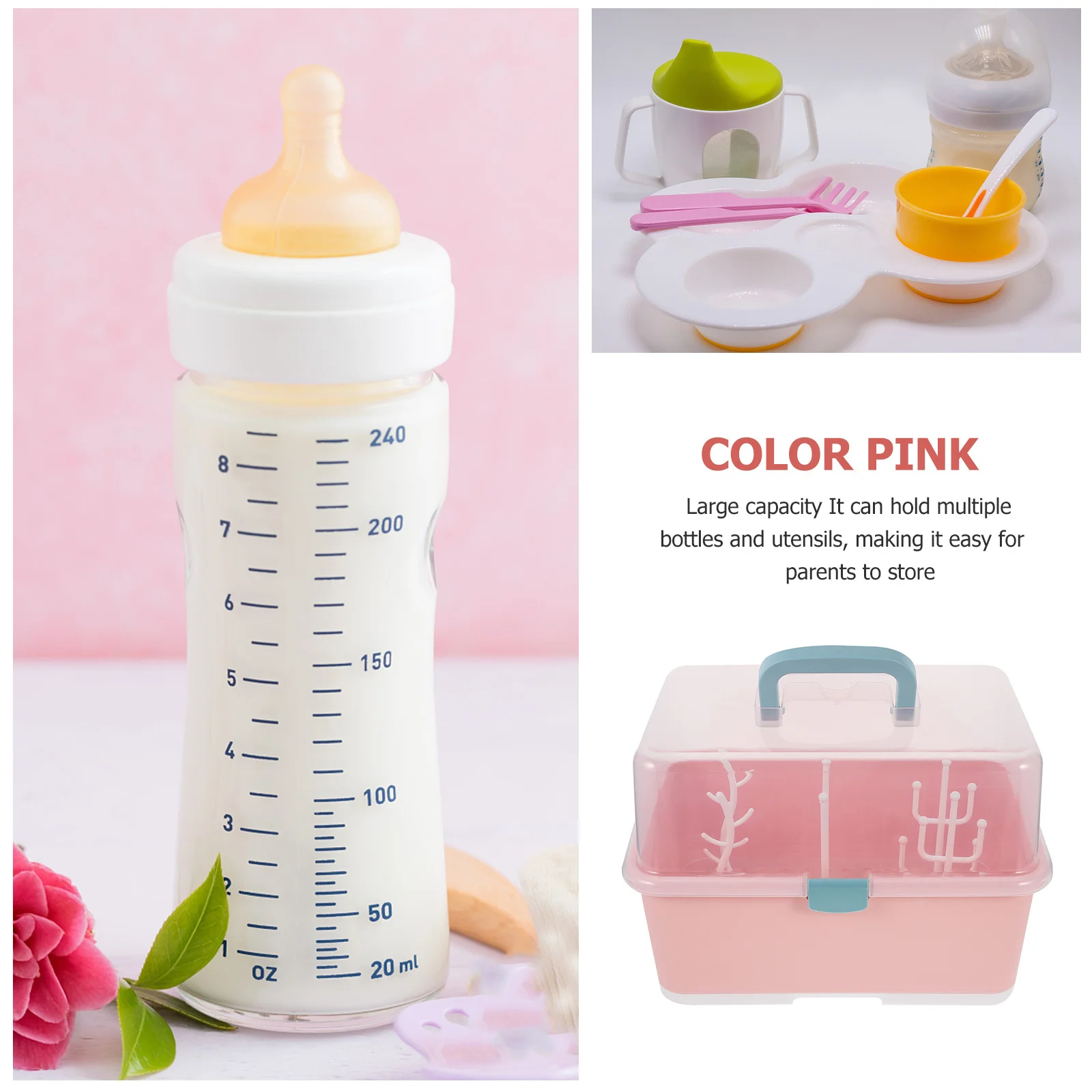 

Ящик для хранения детских бутылочек, большая вместительная сушилка, органайзер, покрытый дизайн, держатель для детских принадлежностей, безопасный для пищевых продуктов