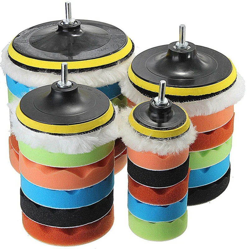 Imagem -02 - Conjunto Polegada Conjunto de Almofada Polidor Polimento Carro Automático Kit para Depilação do Carro Mais Broca Adaptador Ferramentas Elétricas Acessórios Peças
