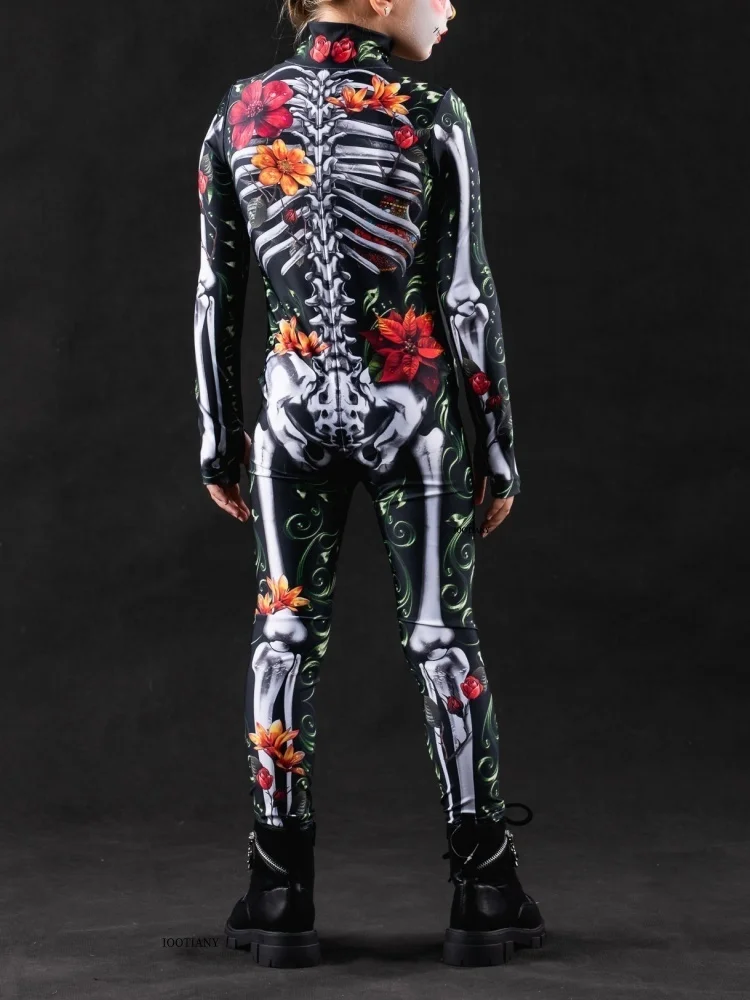 Halloween-Skelett-Horror-Geister-Kostüm für Kinder, Ganzkörperanzug für Karneval, Party, Bühnenaufführung, Rollenspiel, Feiertags-Zentai-Anzug – Detail 15