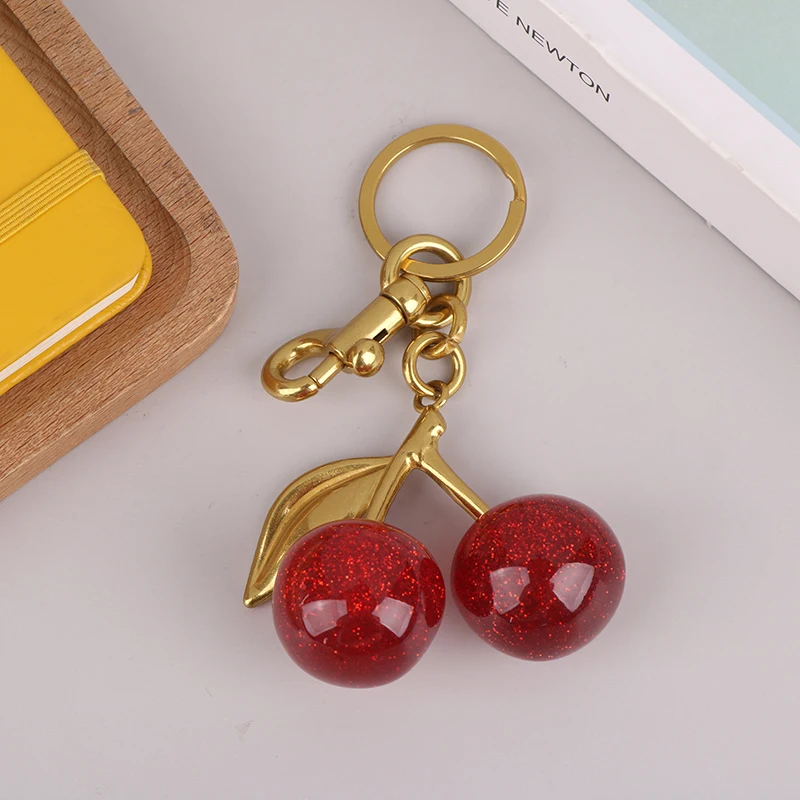 Crystal Cherry Pendant Keychain para mulheres, acessórios requintados do carro, celebridade Internet