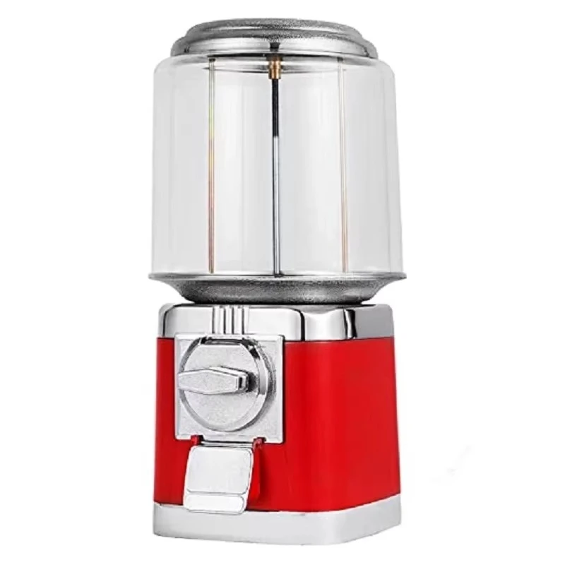 New red 10-pound candy vending machine, durable metal body, gum coin slot, easy to operate