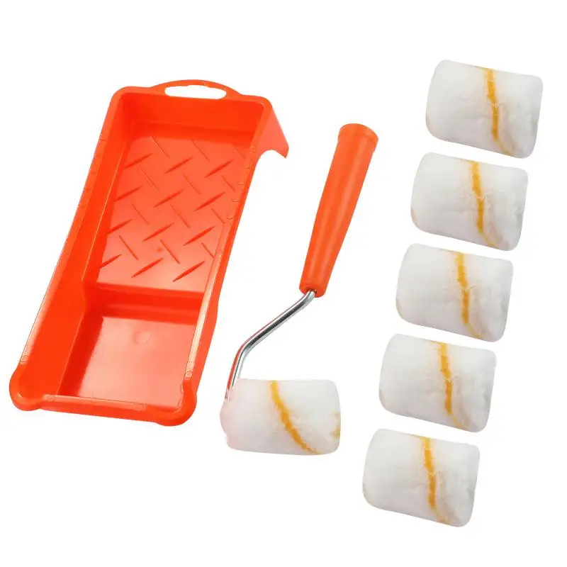 Paint Roller 8Pcs 2Inch Smooth Finish Tray Lint Free Mini Painting Walls High Density Fabric Set