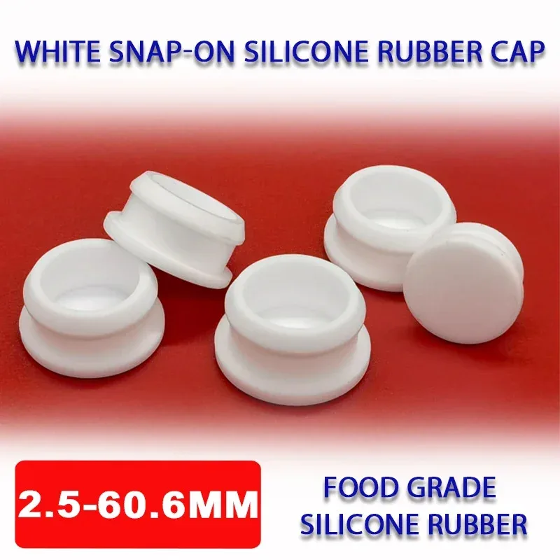 

White Snap-on Silicone Rubber Cap Bung Seal Stopper Sealing Plug 2.5-60.6mm T Type Hole Plug Cover Blanking End Cap Tube Inserts