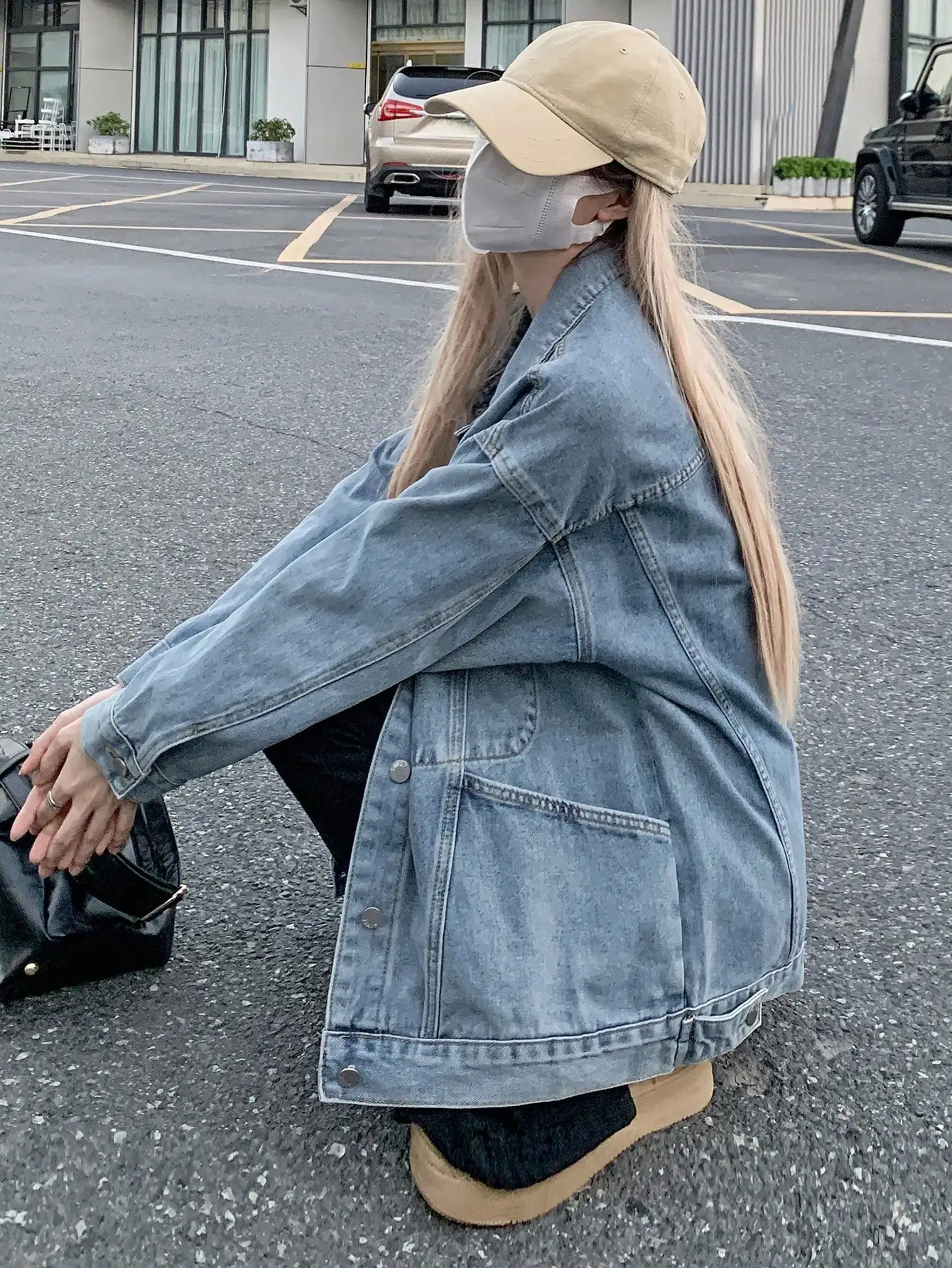 Korean Style Large Flap Pocket Pants Design Denim Jacket for Women 2024 New Spring and Autum Age-Reducing Beautiful Western Style Jacket Outer Wear