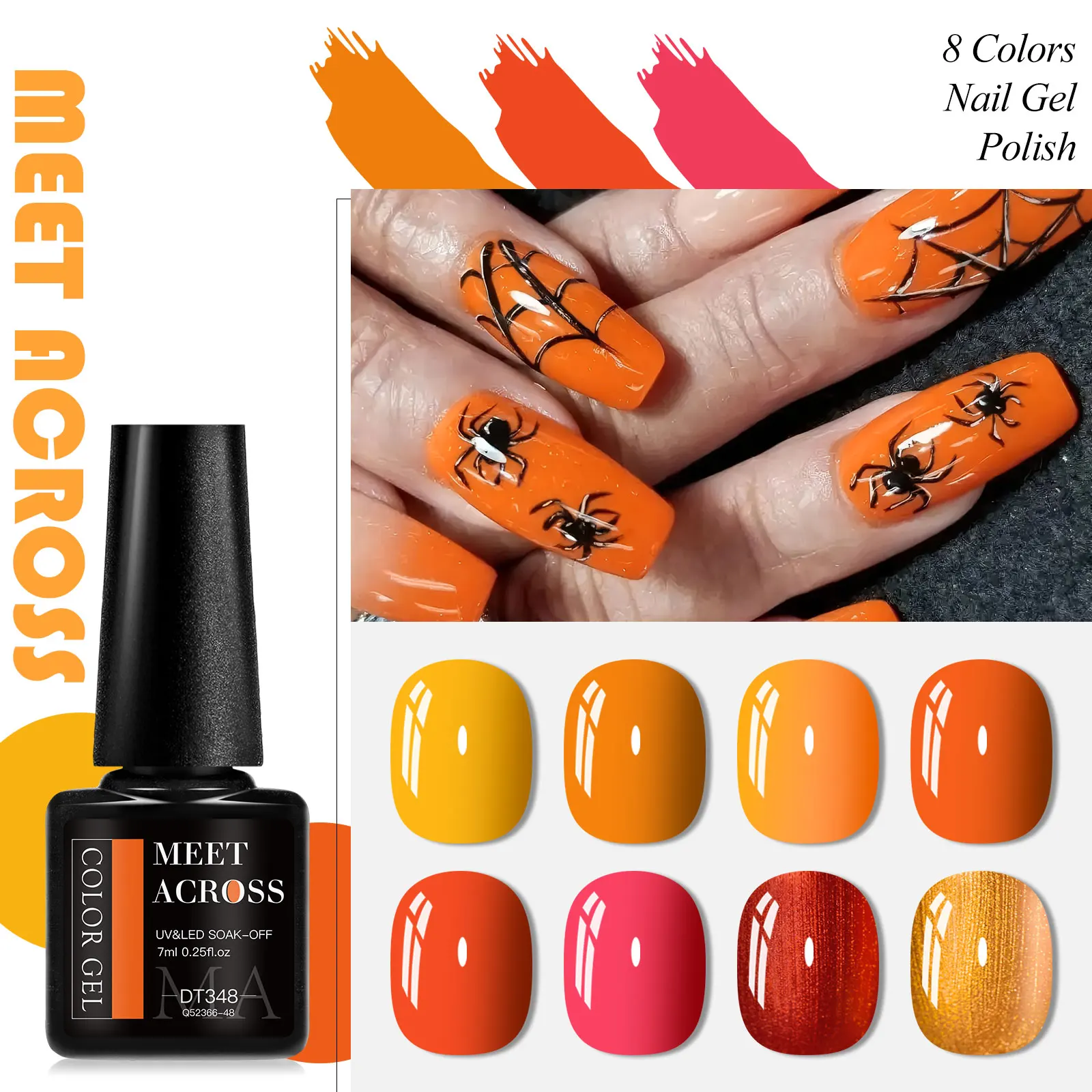 8pcs Gel Nail Polish Set For Halloween Nails Semi Permanent Autumn Soak Off UV Gel Varnish Nail Art Decoration Nail Supplies