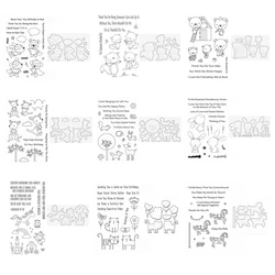 Animals Spring Happy Birthday Friendship Cutting Dies Clear Stamps Scrapbooking For Paper Making Frame Card Craft