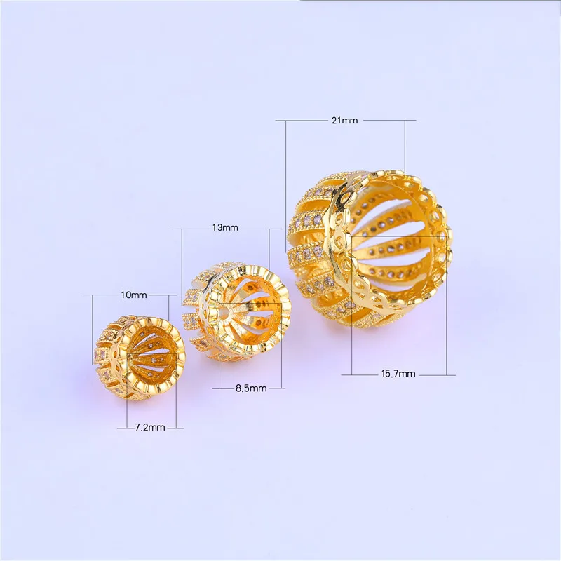 Juya 4Pcs/Lot Handmade Decoration 18K Gold Plated Crown Flower Beads Caps Accessories For Women Tassels Pearls Jewelry Making