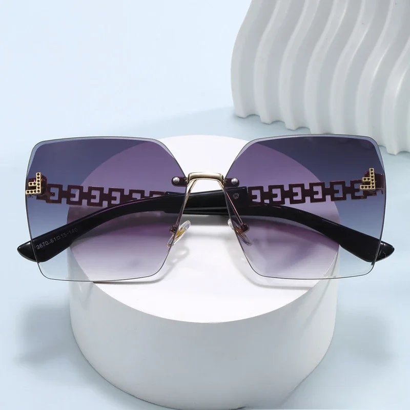

2025 New Frameless Square Sunglasses Women Cut-Edge UV400 Trendy Unique Street Style Luxury Glasses