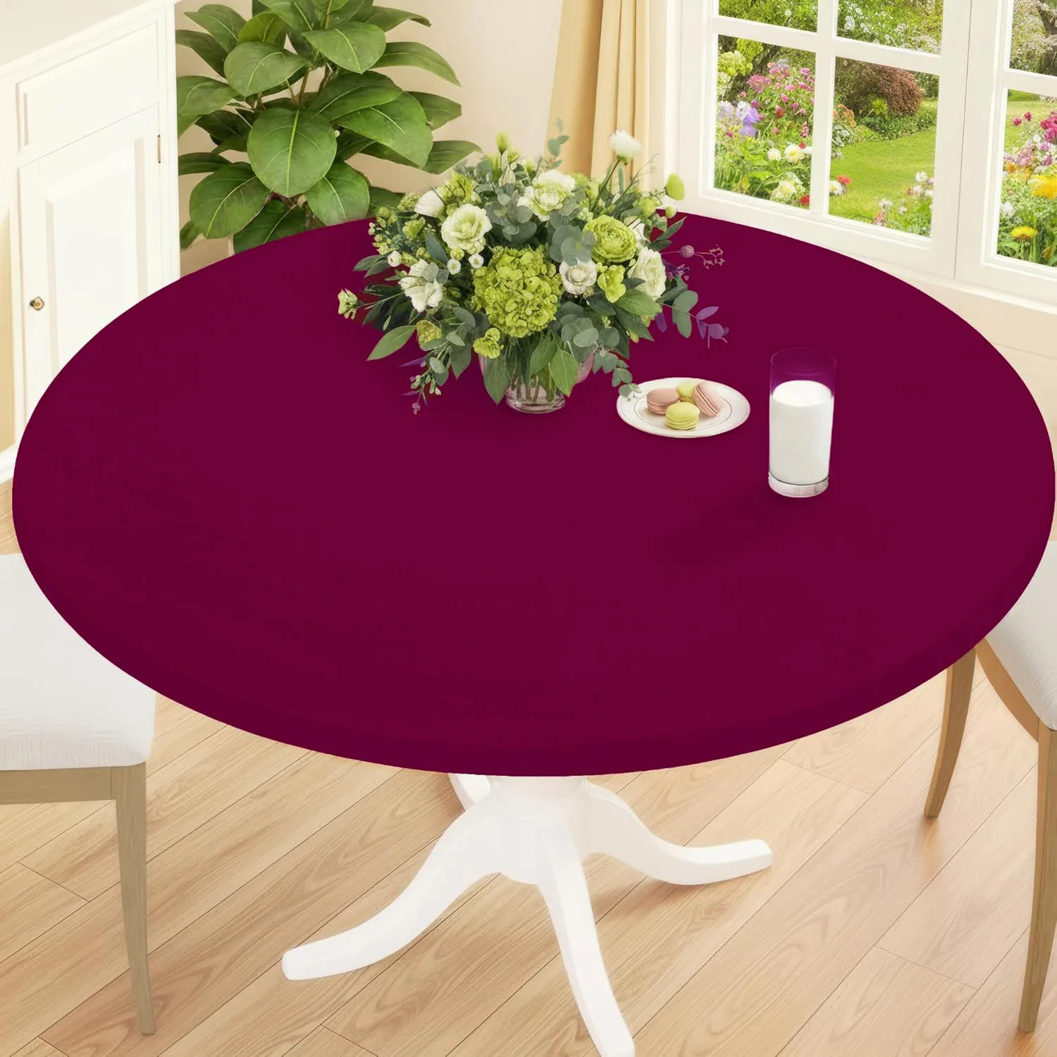 Round Spandex Tablecloth,Stain Resistant Elastic Fitted Washable Tablecloth,Dining,for wedding,Camping,Dining,Indoor and Outdoor image 3