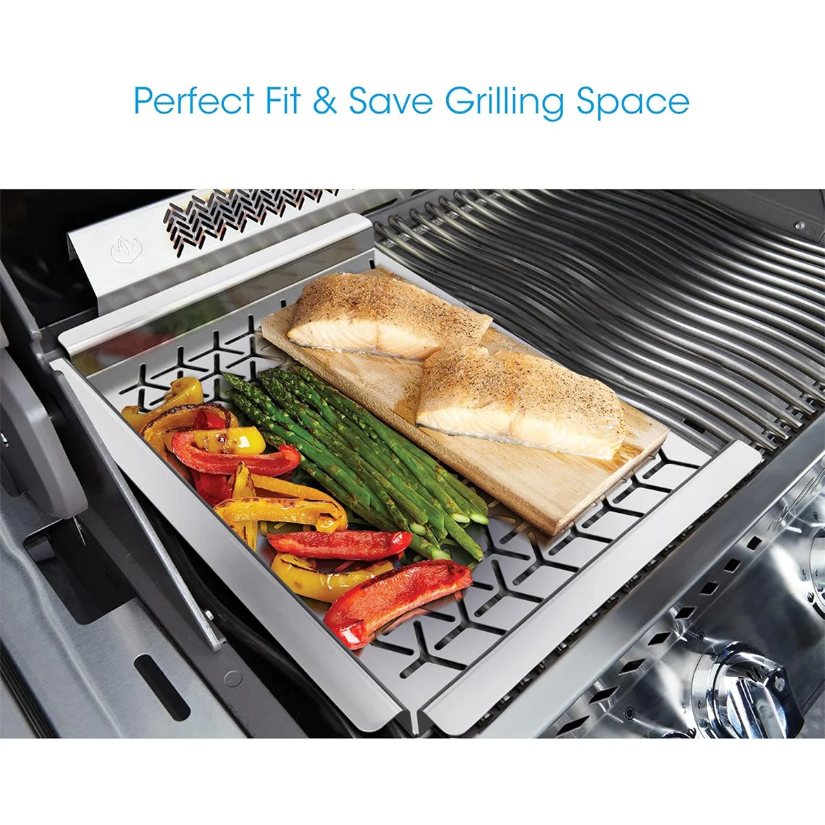 

Large Pro Grill Pan,High sidewalls with built-in handles,Stainless Steel Material,Vented Design - Durable and Easy to Clean