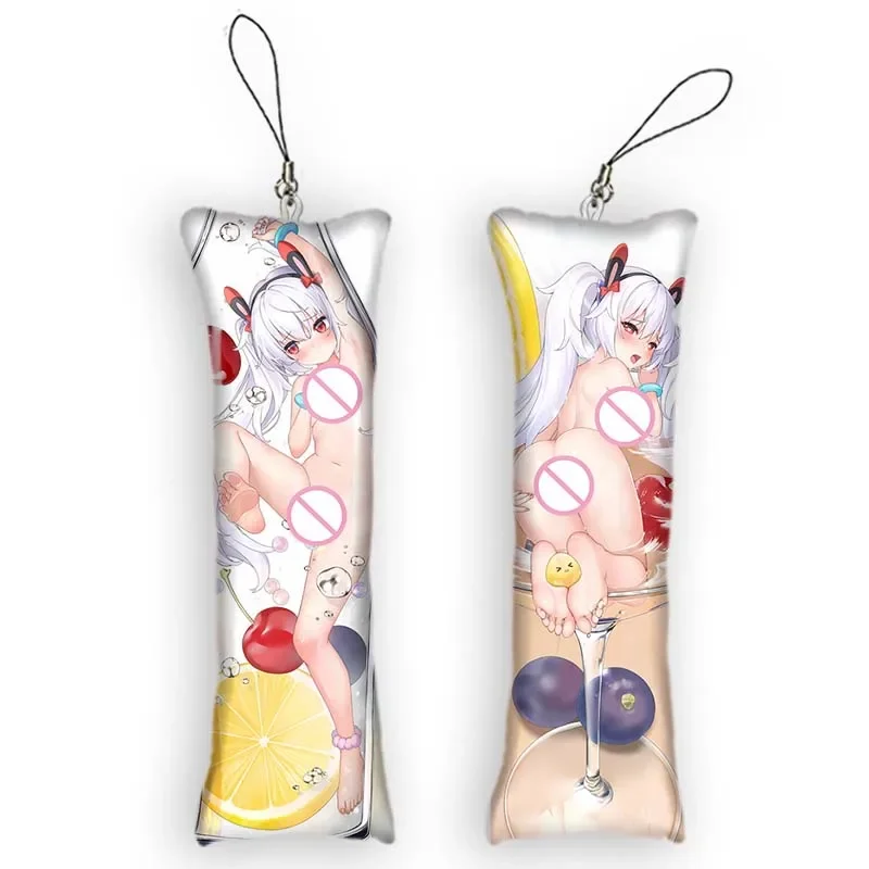 4x12cmLaffey Dakimakura  Mini Keychain Anime Azur Lane Double Side Print Small Pillow Pendant Cute Otaku Keychain Bag Ornament