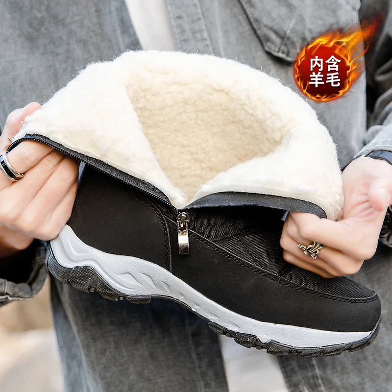 2025Newผู้ชายรองเท้าPlush WARM Snow BOOTแฟชั่นผ้าฝ้ายด้านบนรองเท้ากลางแจ้งNon-SLIP Platformรองเท้าสําหรับผู้ชายผู้หญิงฤดูหนาวรองเท้า