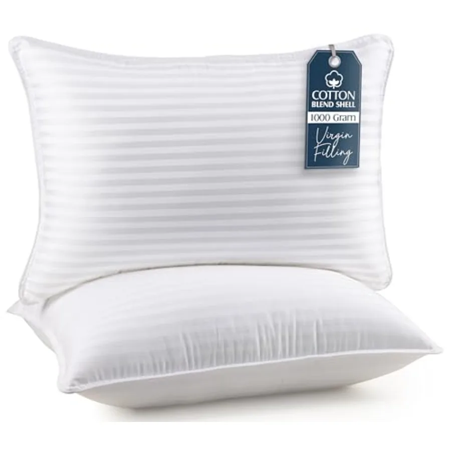 

Bed Pillows for Sleeping Queen Size White Set of 2 Cooling Hotel Quality Ideal for Back Stomach or Side Sleepers Enhances Comfo