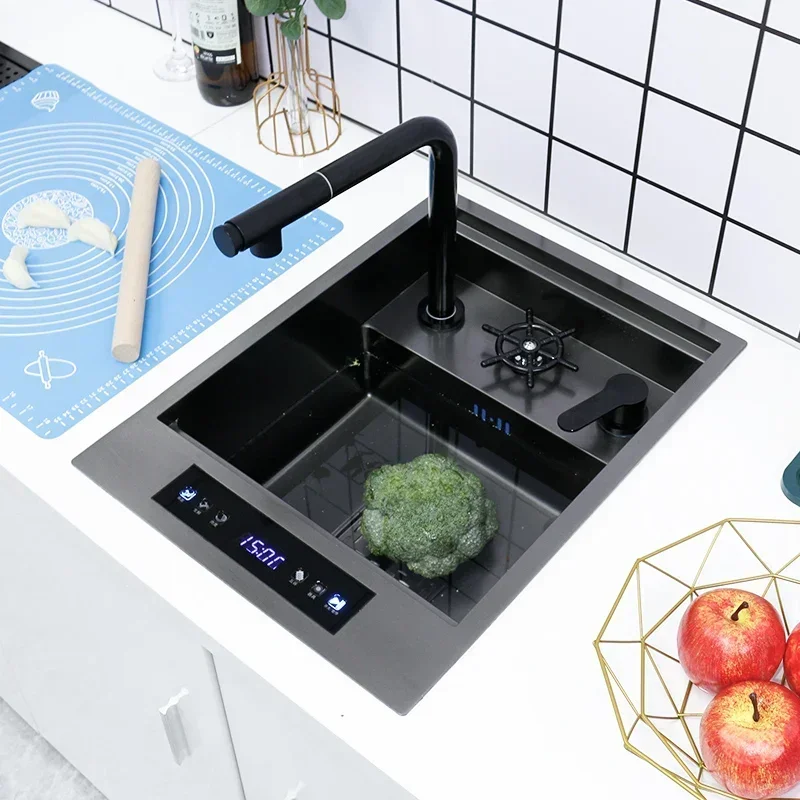 Sink Nano Stainless Steel Vegetable Wash Basin Bar Cup Washer with Lid and Smart Sterilisation