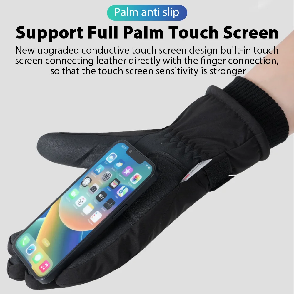 Männer Winter Wasserdichte Radfahren Handschuhe Outdoor Sport Laufen Motorrad Ski Touchscreen Fleece Handschuhe Nicht-slip Warme Volle Finger – Detail 10