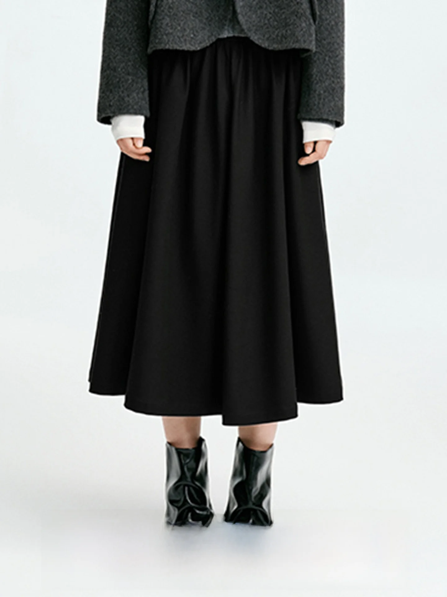 

Новая зимняя женская юбка трапециевидной формы средней длины, повседневная удобная теплая юбка-сли, простая юбка из полиэфирного волокна с высокой талией