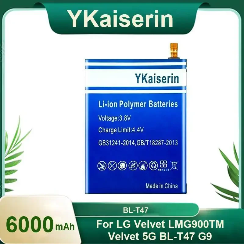 

6000mah YKaiserin Cell Phone Battery for LG Velvet LMG900TM/5G BL-T47 BLT47 G9 Batteries for Smartphones + Track Code Warranty