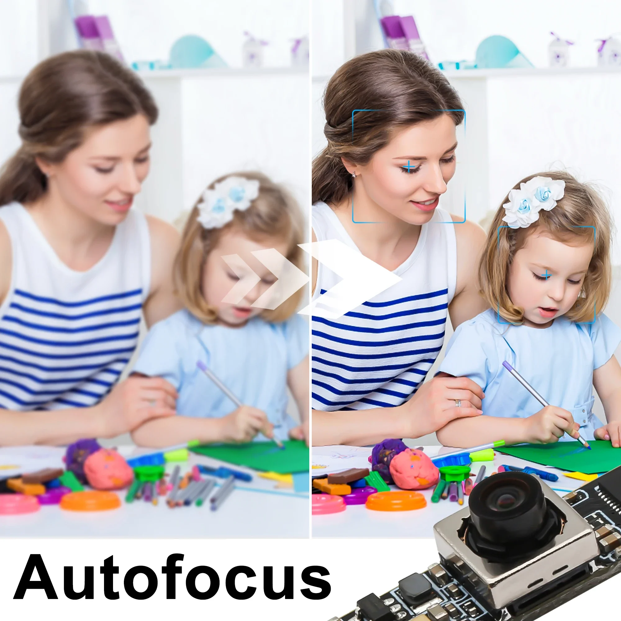 ELP 16MP Autofocus Camera Module Support Microphone No Distortion Wide Angle Mini Embedded Industrial Slim Board Module Camera