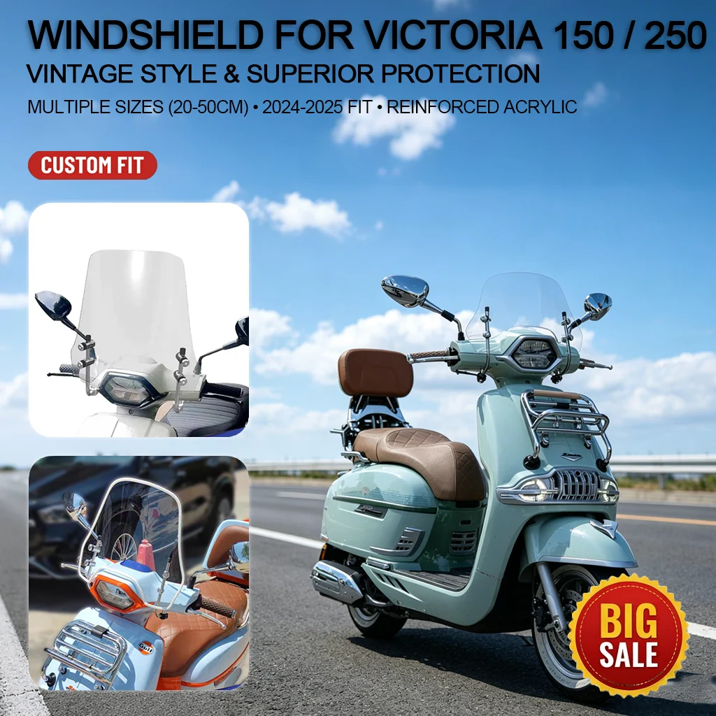 Motorcycle Windshield FOR Victoria 150 Victoria 250 2024 2025 Front Windscreen Deflector Retro Modified Wind Shield Accessories
