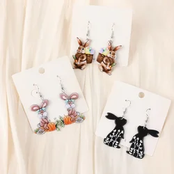 1Pair Easter Rabbit Drop Earrings Creative Acrylic Fashion Jewelry For Woman Girl Holiday Birthday Gift