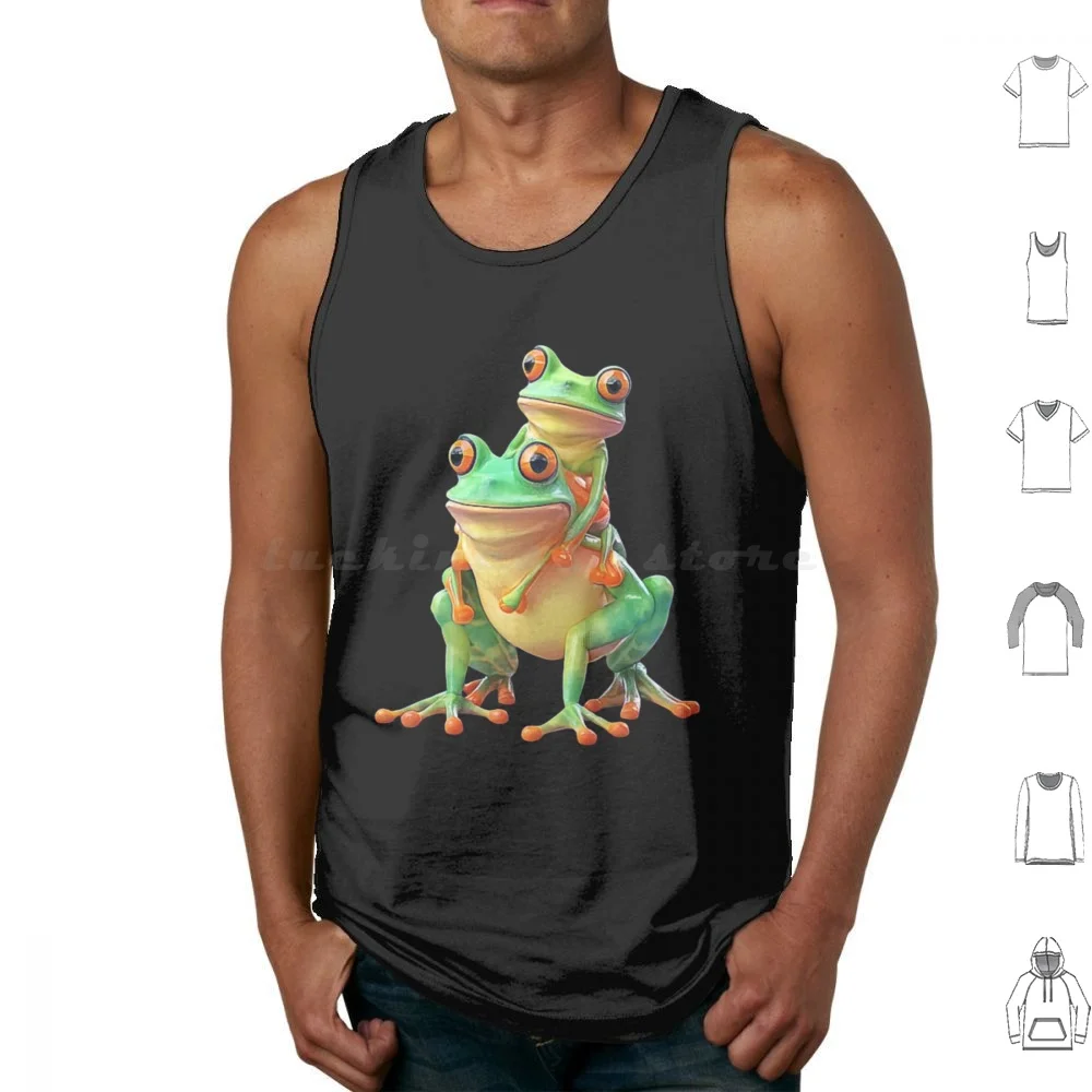 Funny Frog Carrying His Son On His Back , For Frog Lovers Tank Tops Vest Sleeveless A Frog And His Son Frogs Lovers Tadpole