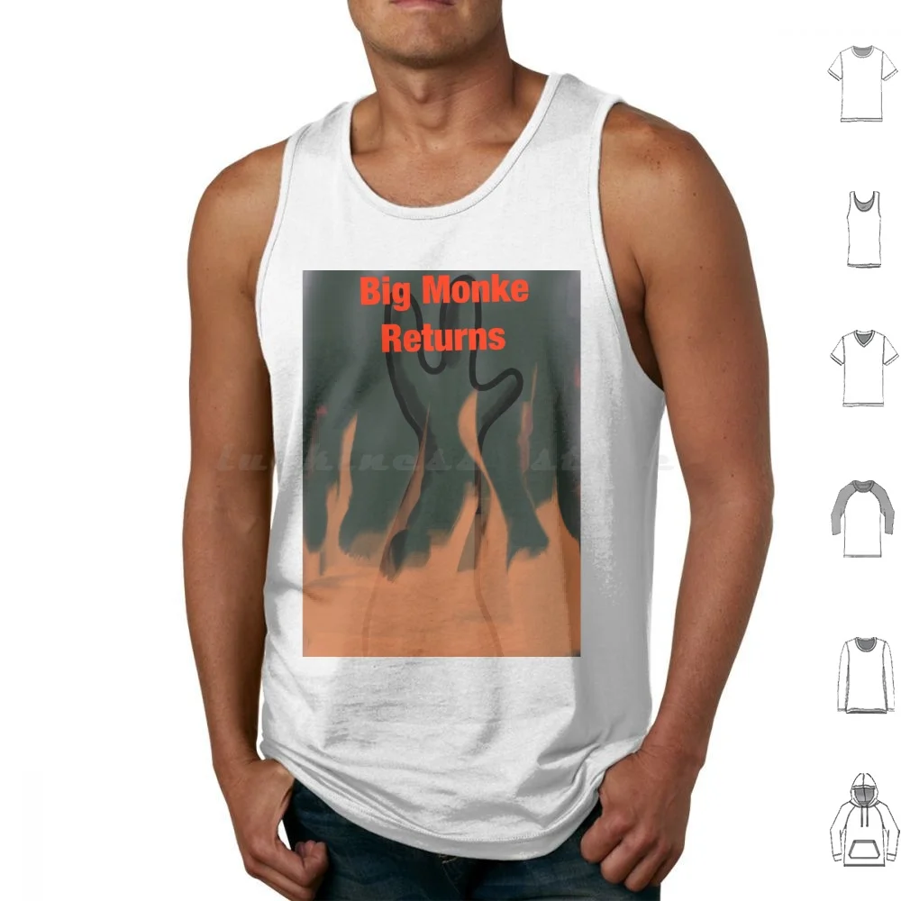 Big Monke Returns Tank Tops Print Cotton Monkey Cool Fire Orange Green Lava
