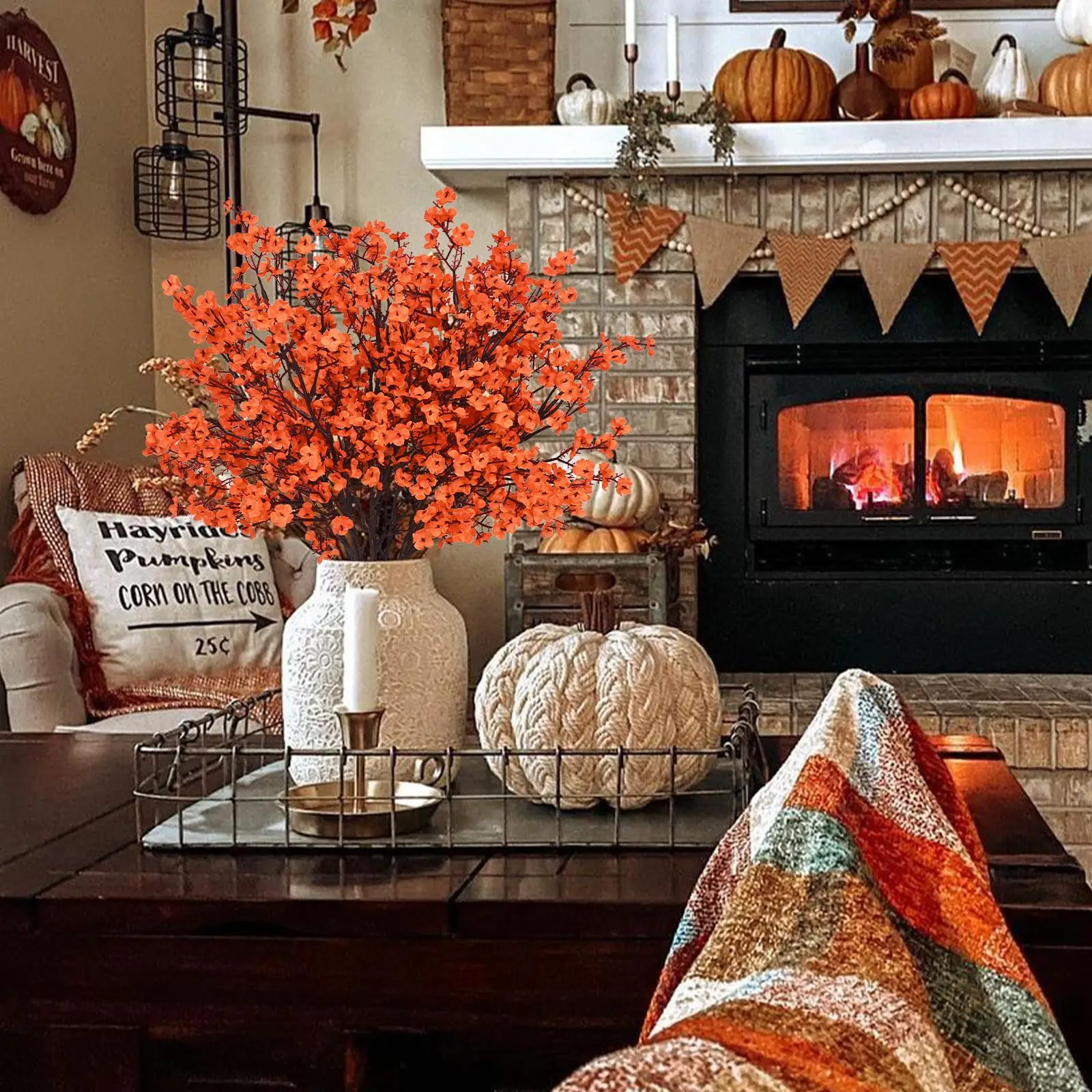 3/1 قطعة تنفس الأطفال الخريف الزهور الاصطناعية النباتات وهمية للمنزل الزفاف محور الجدول عيد الشكر زينة الخريف #3