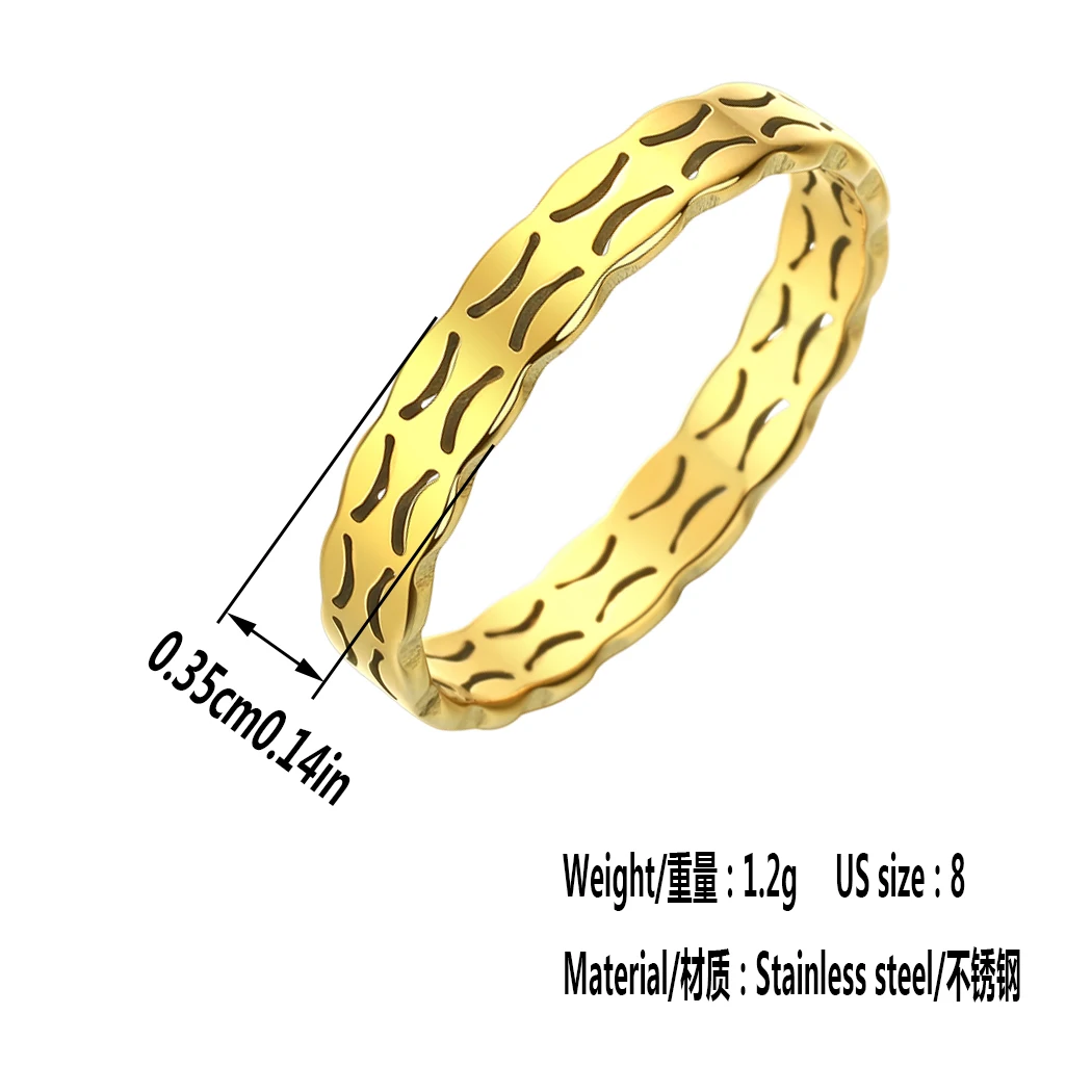 Kinitial Stainless Steel Women Rings Handmade Jewelry Wedding Stackable Band Rings Bague