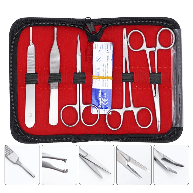 Stainless Steel Surgical Tissue Tweezer Set Iris Scissors Needle Holder Adson Forceps Hemostat Oral Surgery Tools